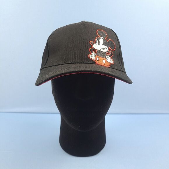 Disney Other - Disney Mickey Mouse Hat Baseball Cap Angry Black Red Adjustable Snapback Eyebrow